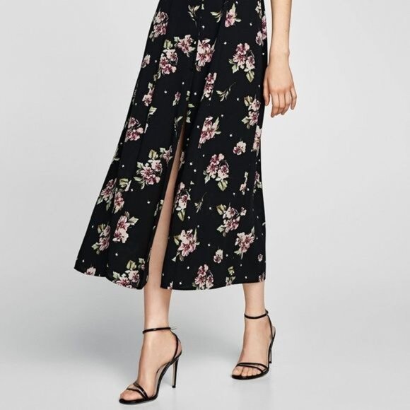 Zara Black Floral Maxi Dress - Picture 9 of 14